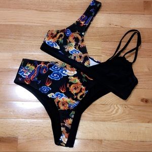 Dragon print triangle cut bikini from SHEIN